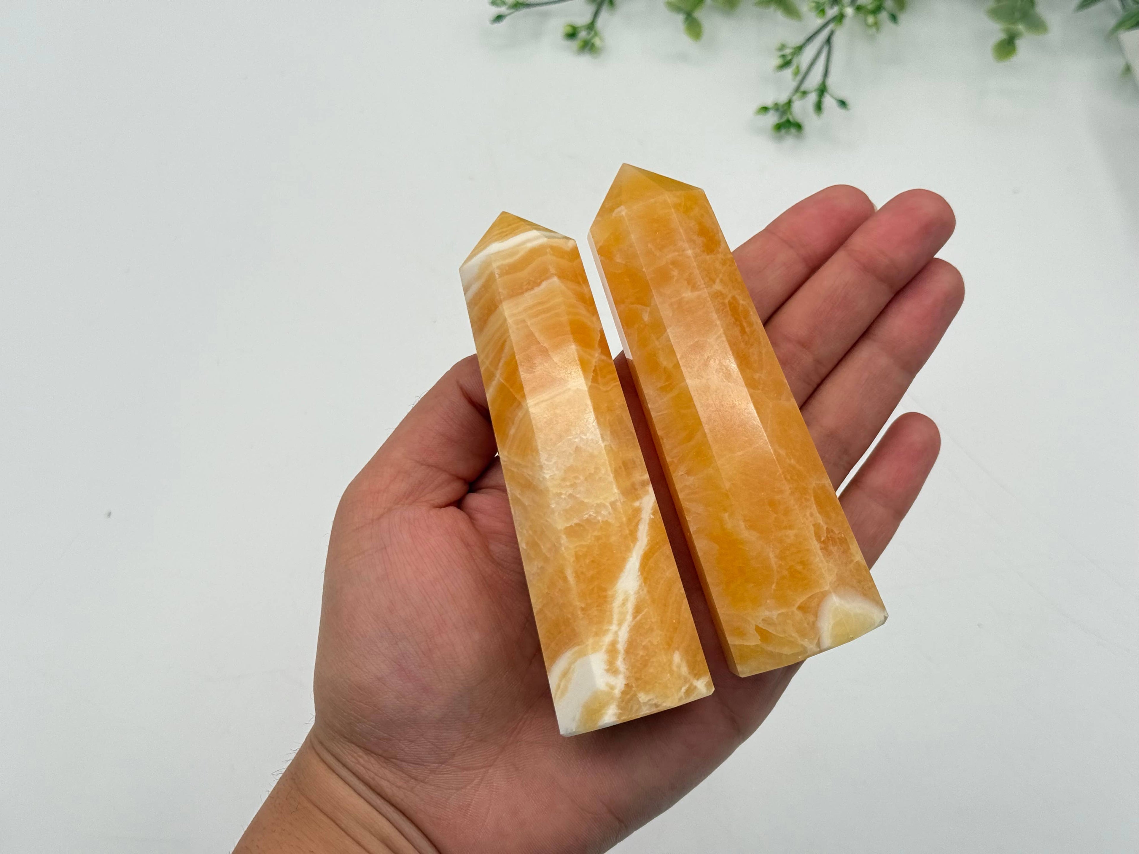 Orange Calcite 8-Faceted Tower (Approx. 8.9-9.5cm)