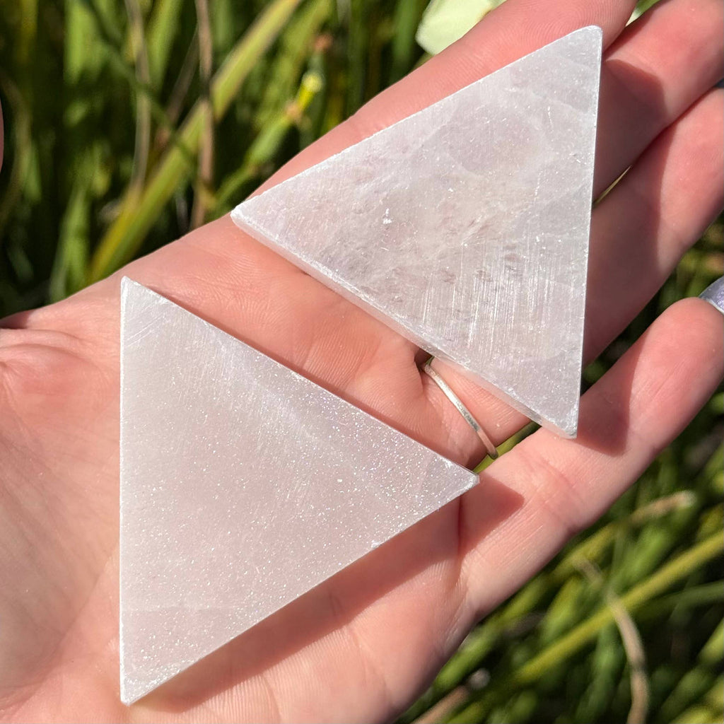 Selenite Triangle Plate
