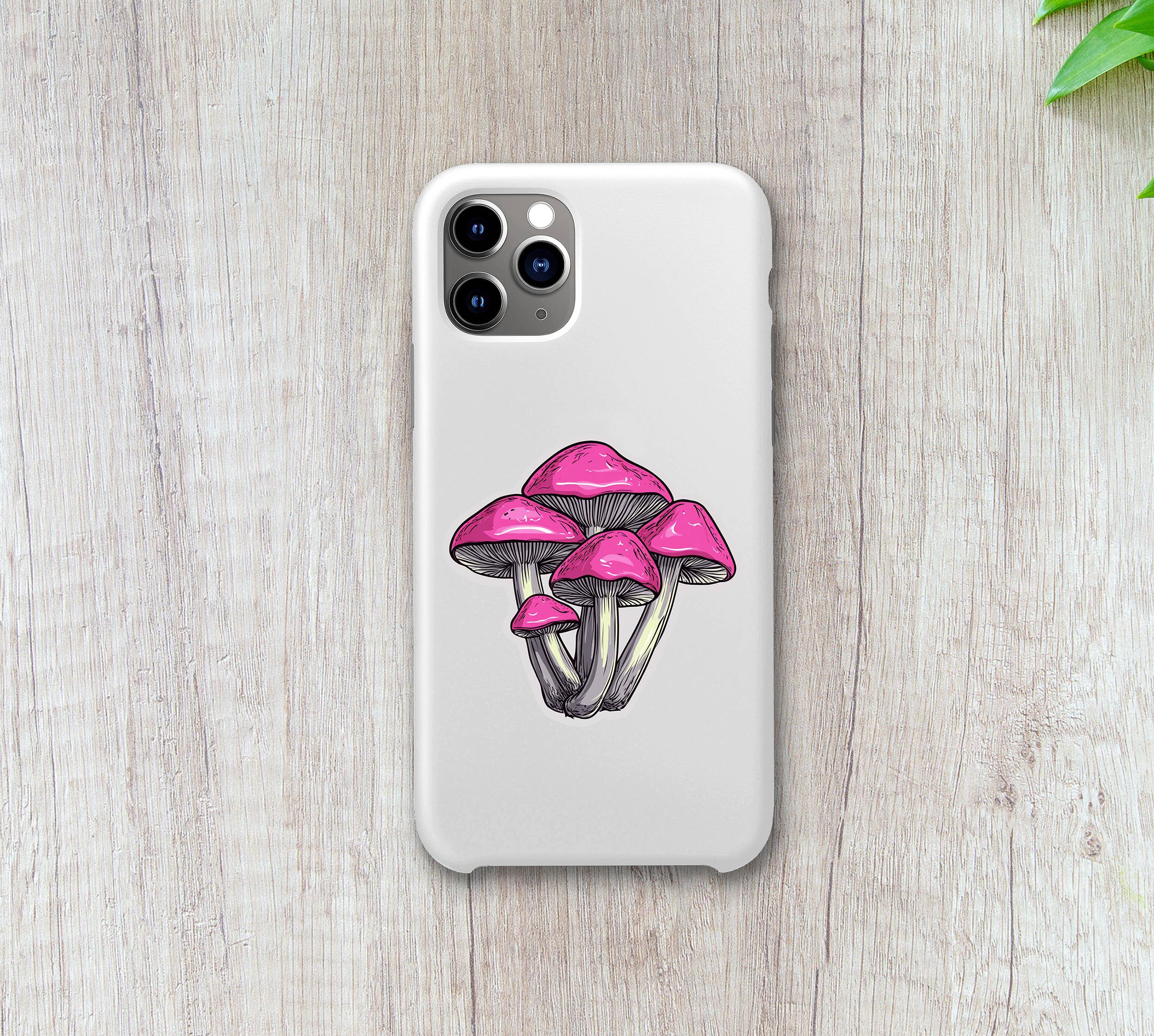 Illustrated Pink Mushroom Cluster Sticker