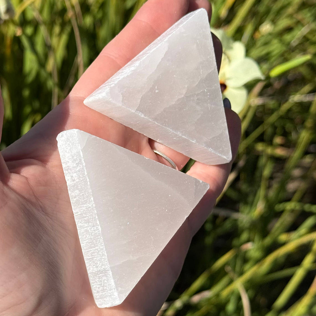 Selenite Triangle Plate