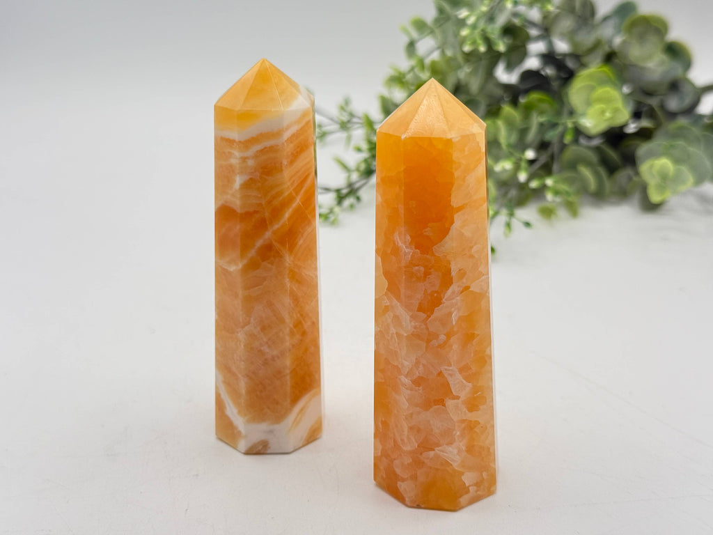 Orange Calcite 8-Faceted Tower (Approx. 8.9-9.5cm)