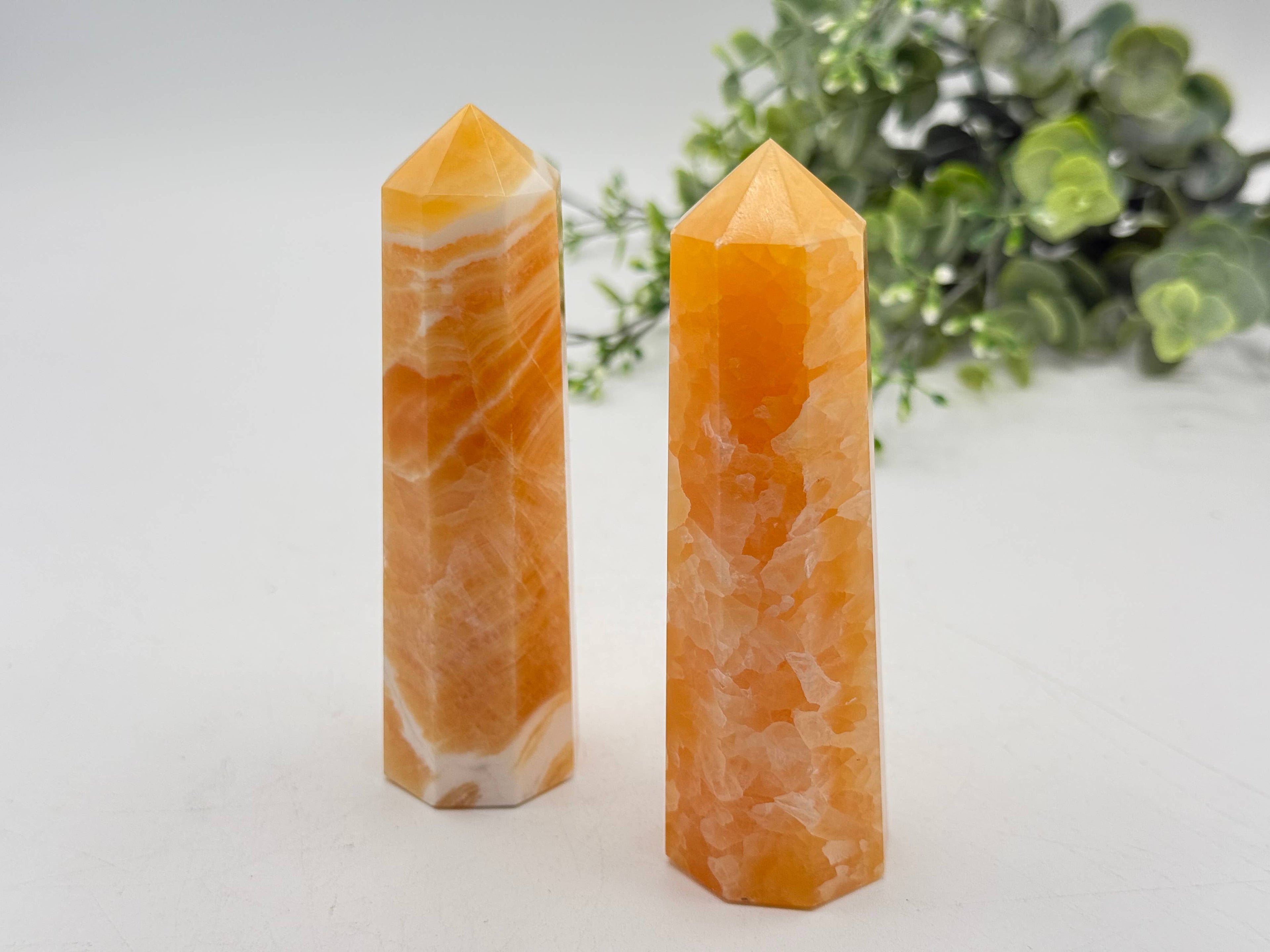 Orange Calcite 8-Faceted Tower (Approx. 8.9-9.5cm)