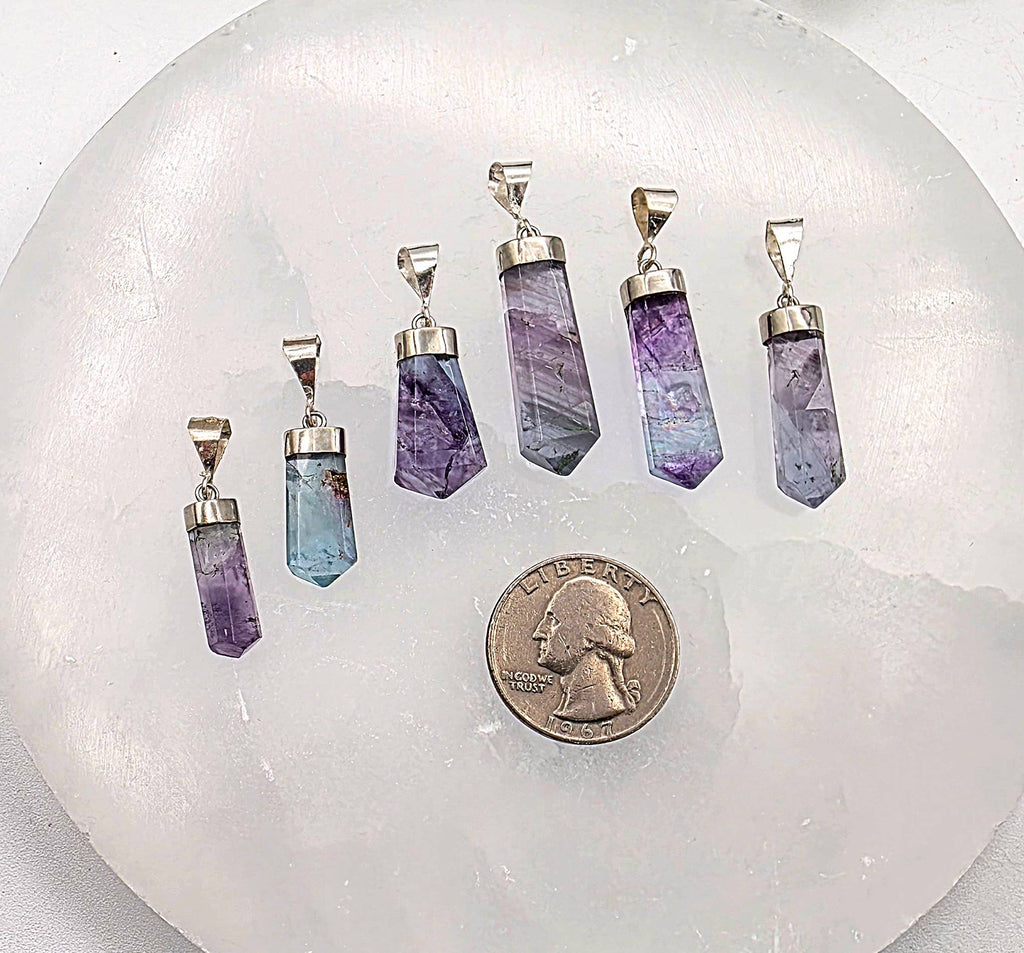 RAINBOW FLUORITE Handmade Gemstone Pendant Sterling (925)