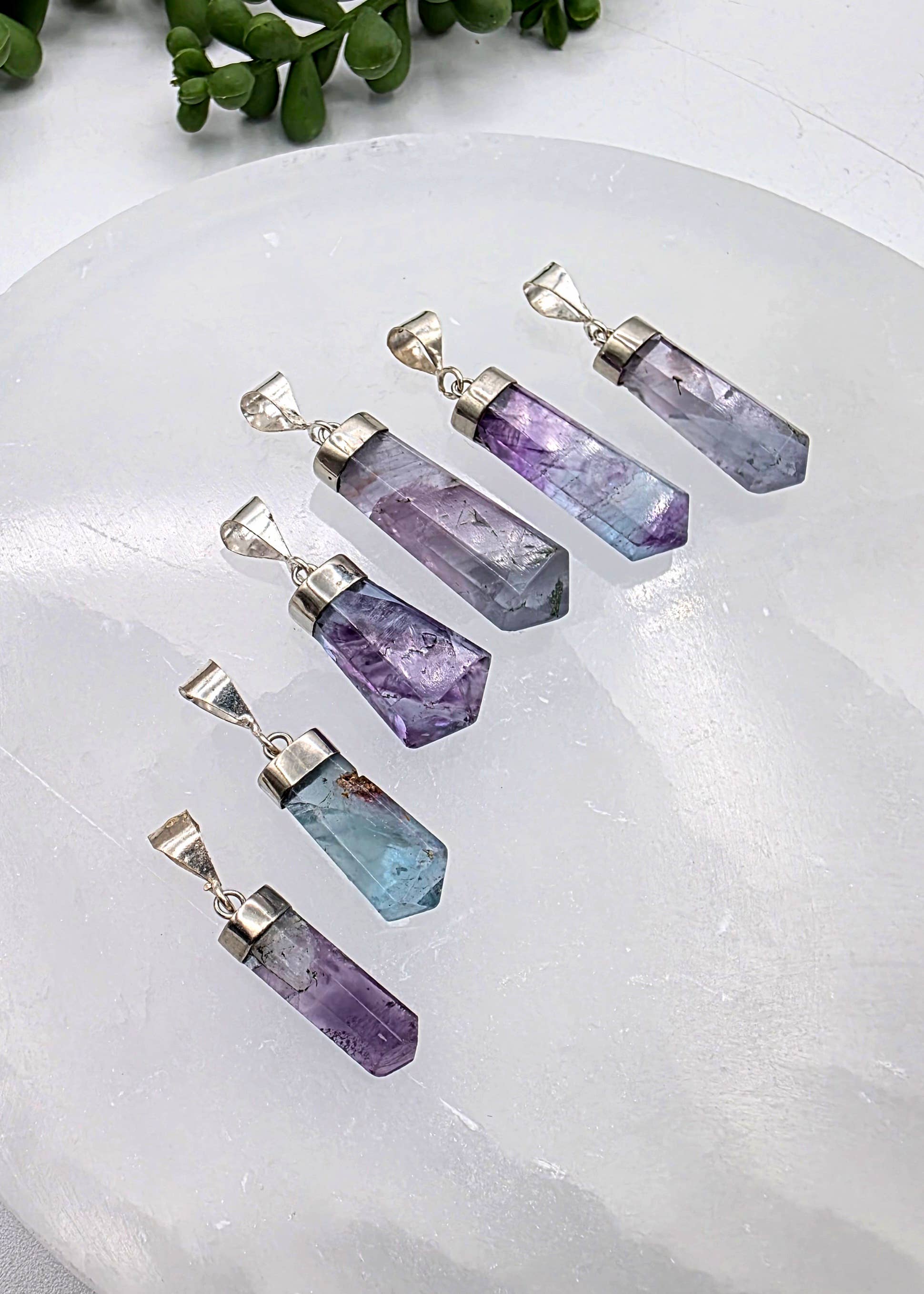 RAINBOW FLUORITE Handmade Gemstone Pendant Sterling (925)