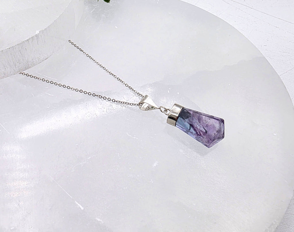 RAINBOW FLUORITE Handmade Gemstone Pendant Sterling (925)
