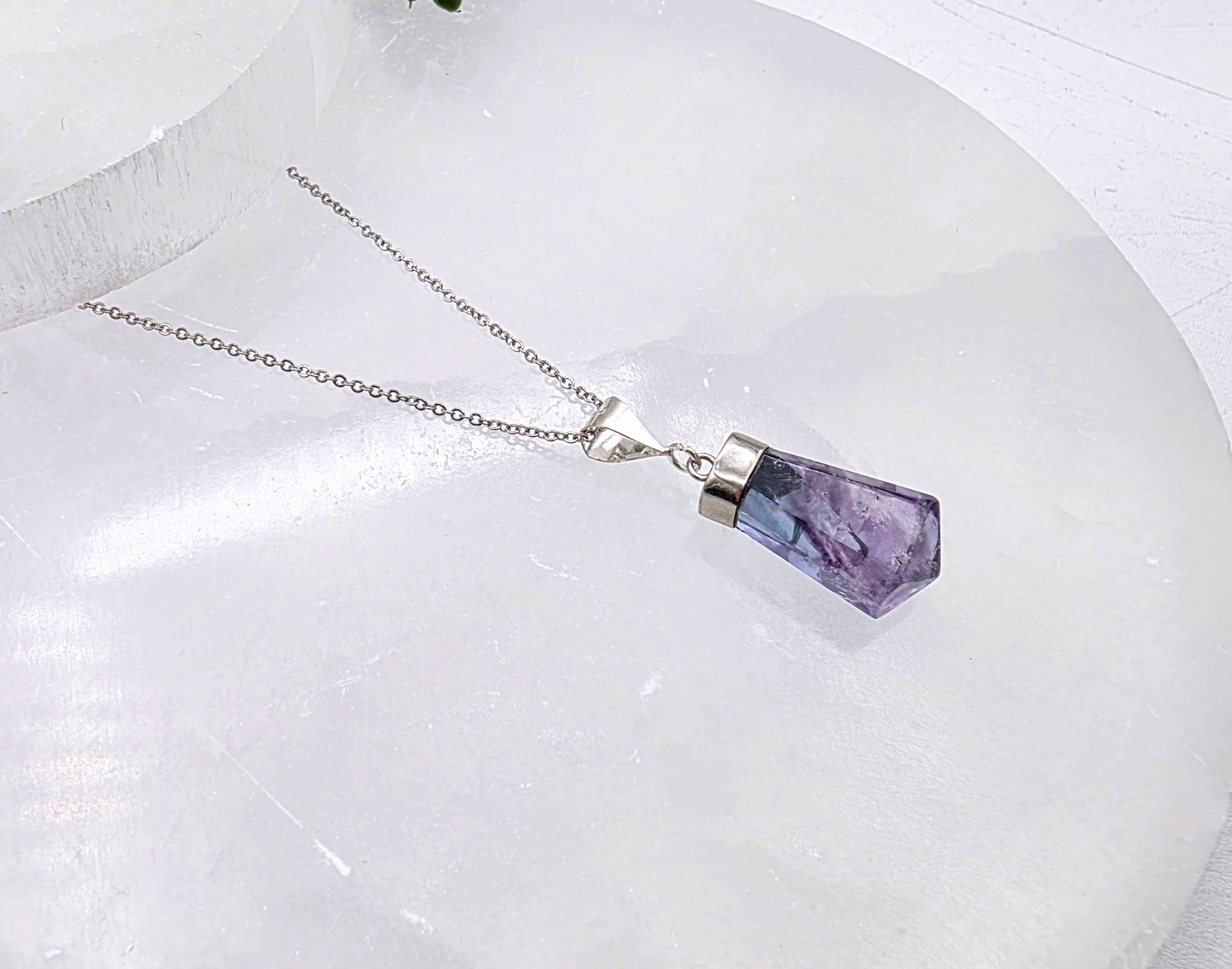 RAINBOW FLUORITE Handmade Gemstone Pendant Sterling (925)