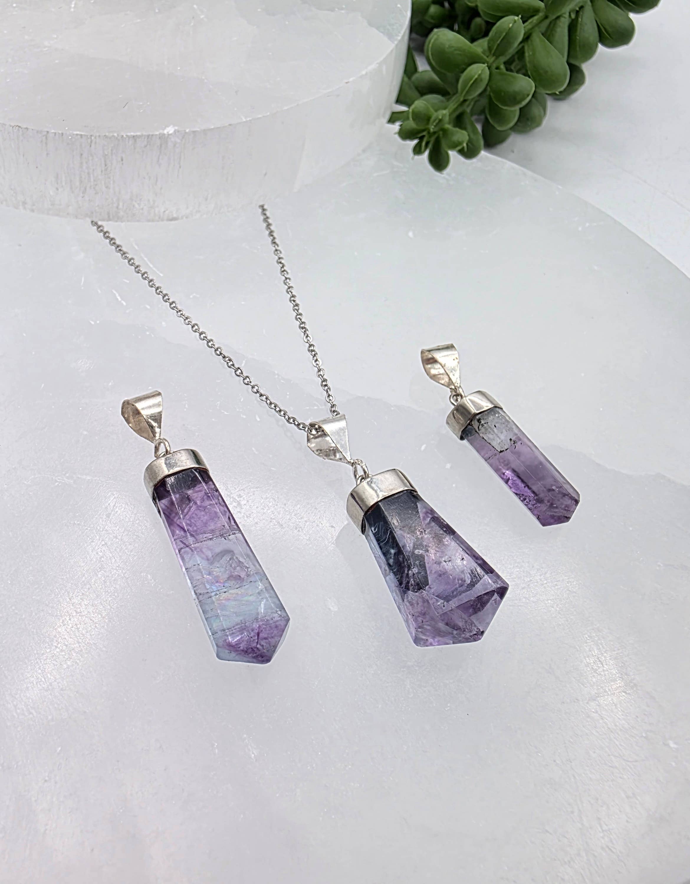 RAINBOW FLUORITE Handmade Gemstone Pendant Sterling (925)