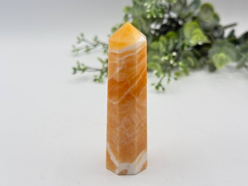 Orange Calcite 8-Faceted Tower (Approx. 8.9-9.5cm)