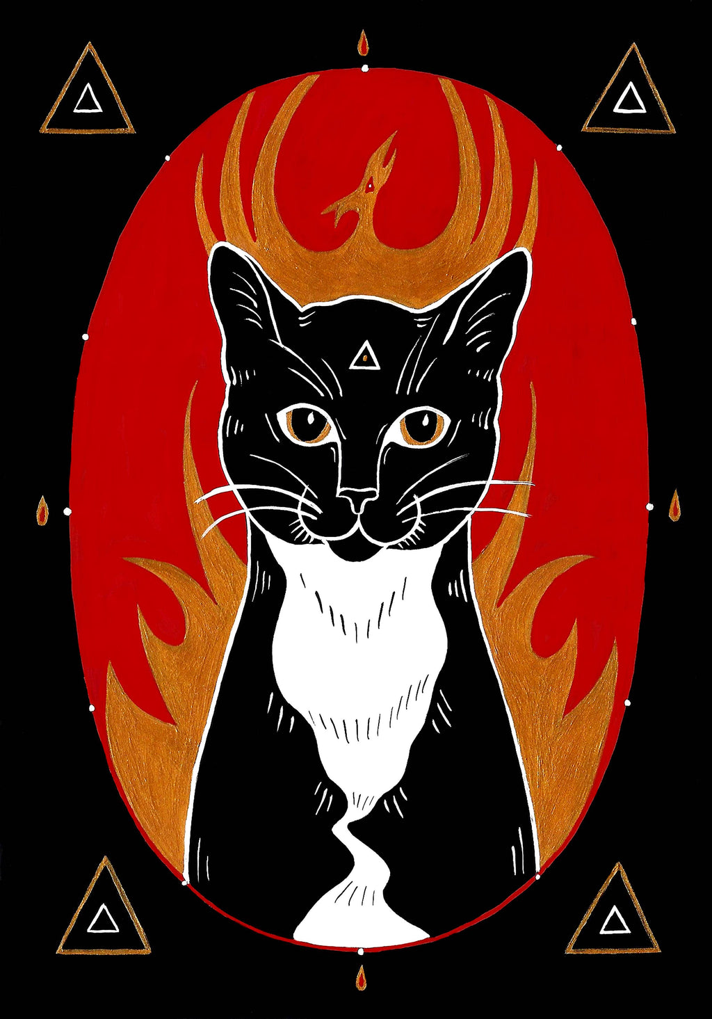 Fire Element Cat Vinyl Sticker