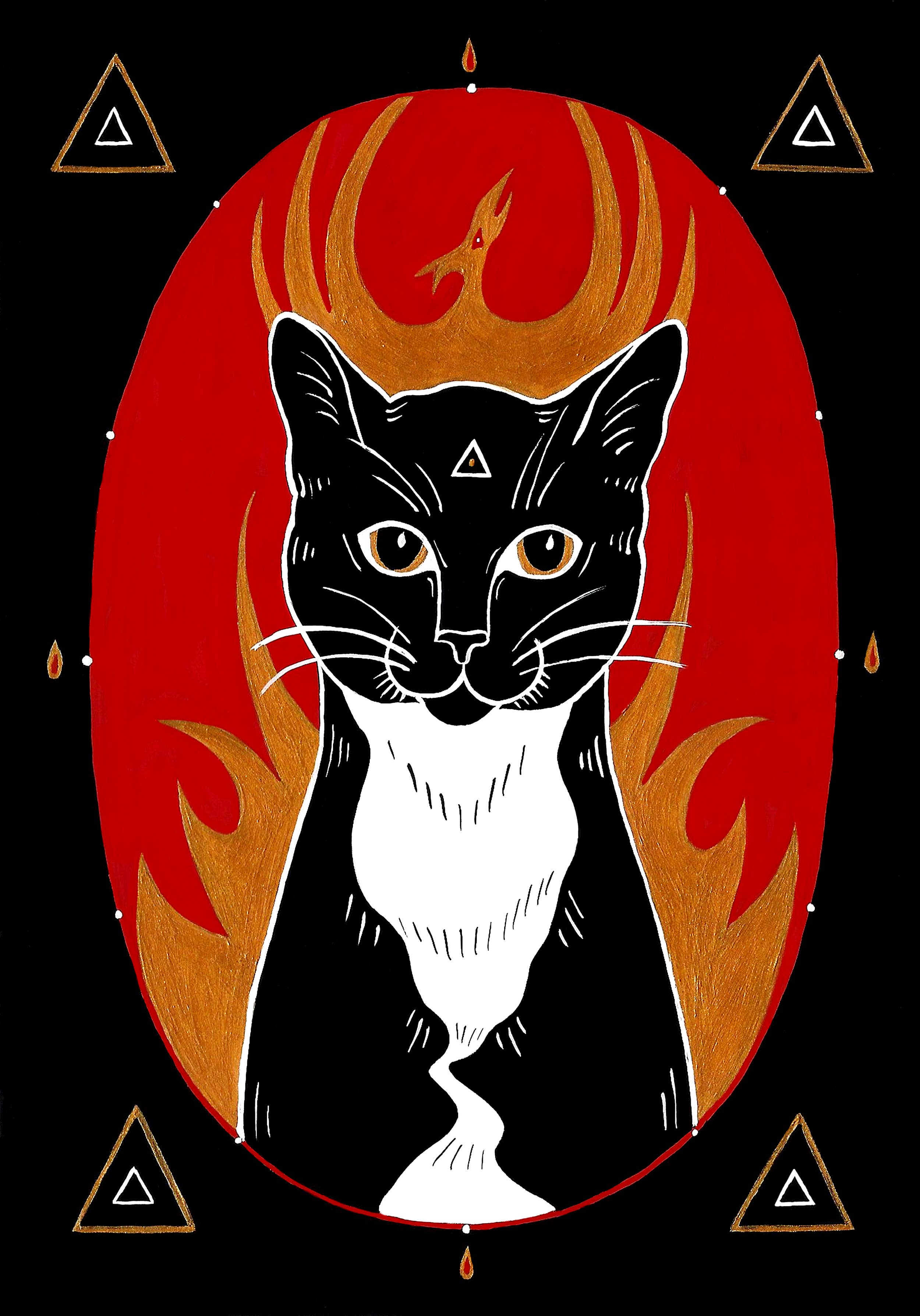 Fire Element Cat Vinyl Sticker