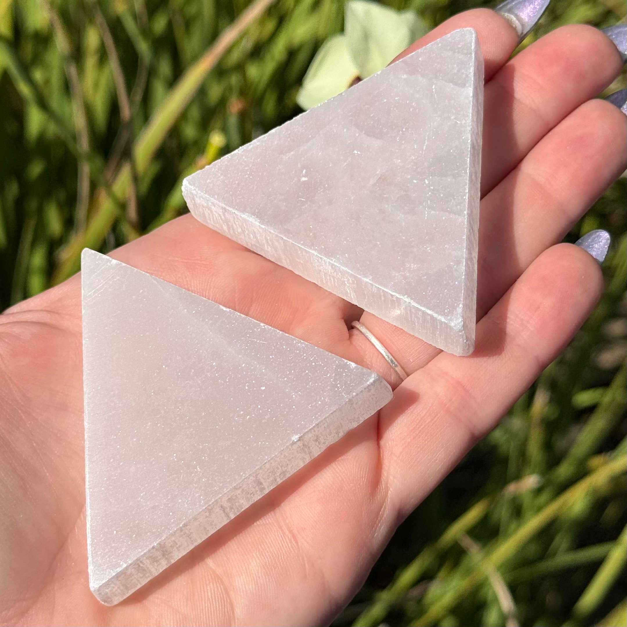 Selenite Triangle Plate