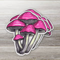 Illustrated Pink Mushroom Cluster Sticker