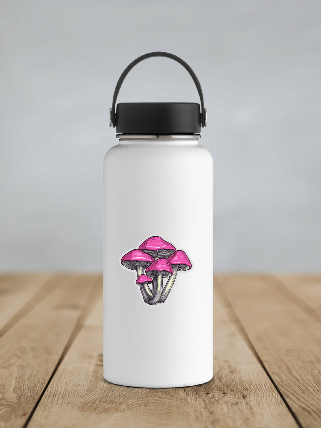 Illustrated Pink Mushroom Cluster Sticker