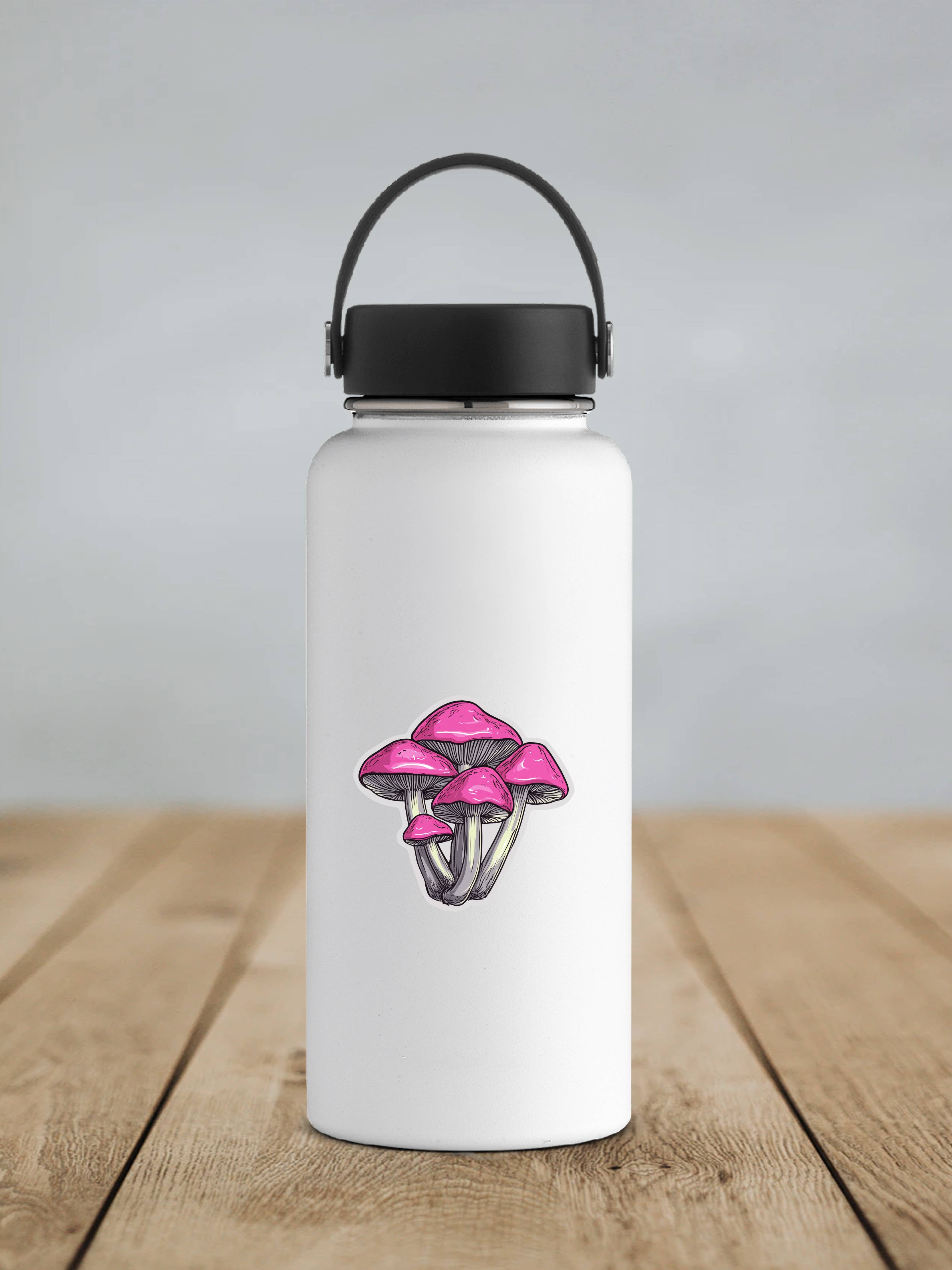 Illustrated Pink Mushroom Cluster Sticker