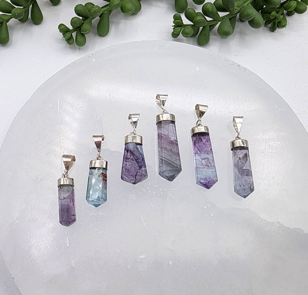 RAINBOW FLUORITE Handmade Gemstone Pendant Sterling (925)