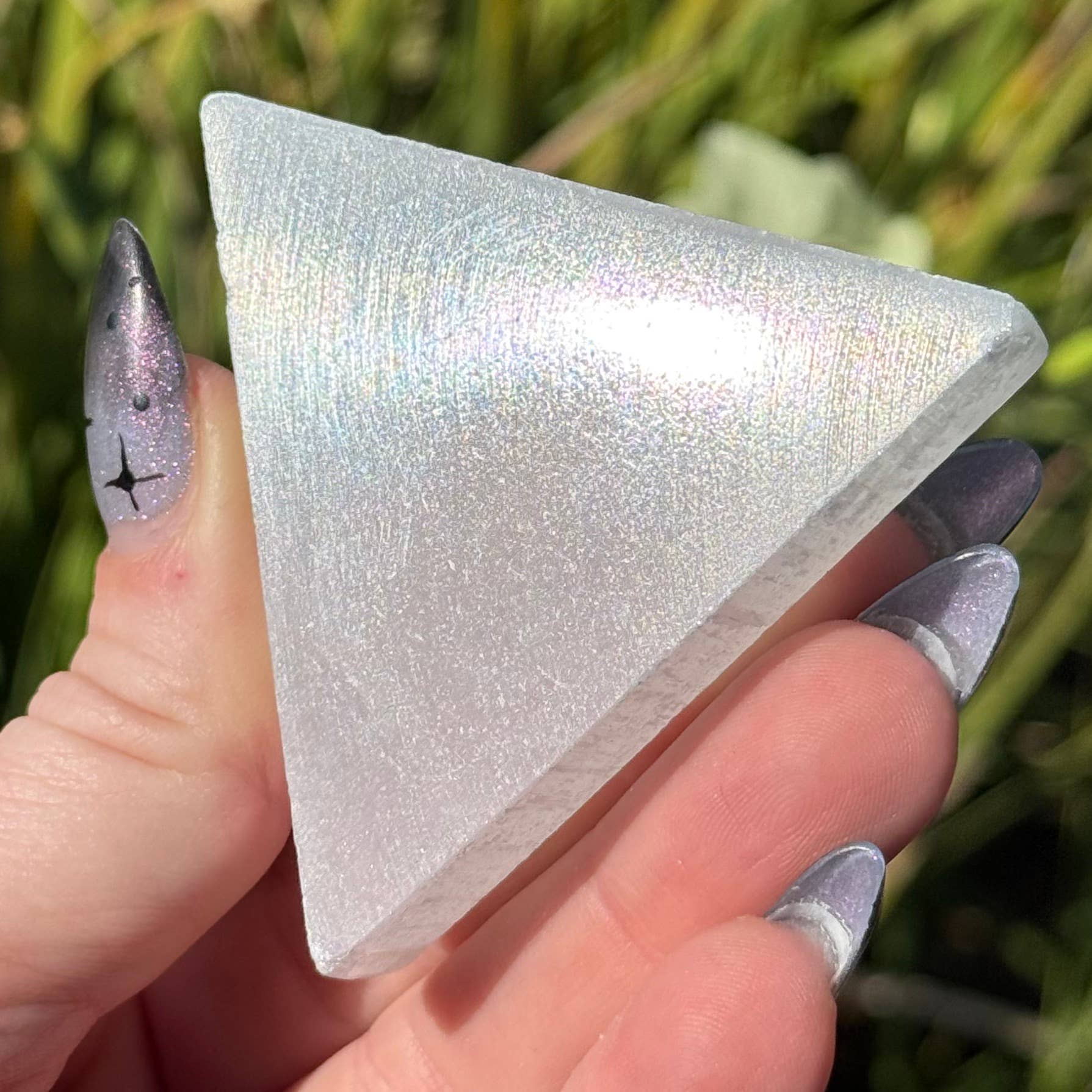 Selenite Triangle Plate